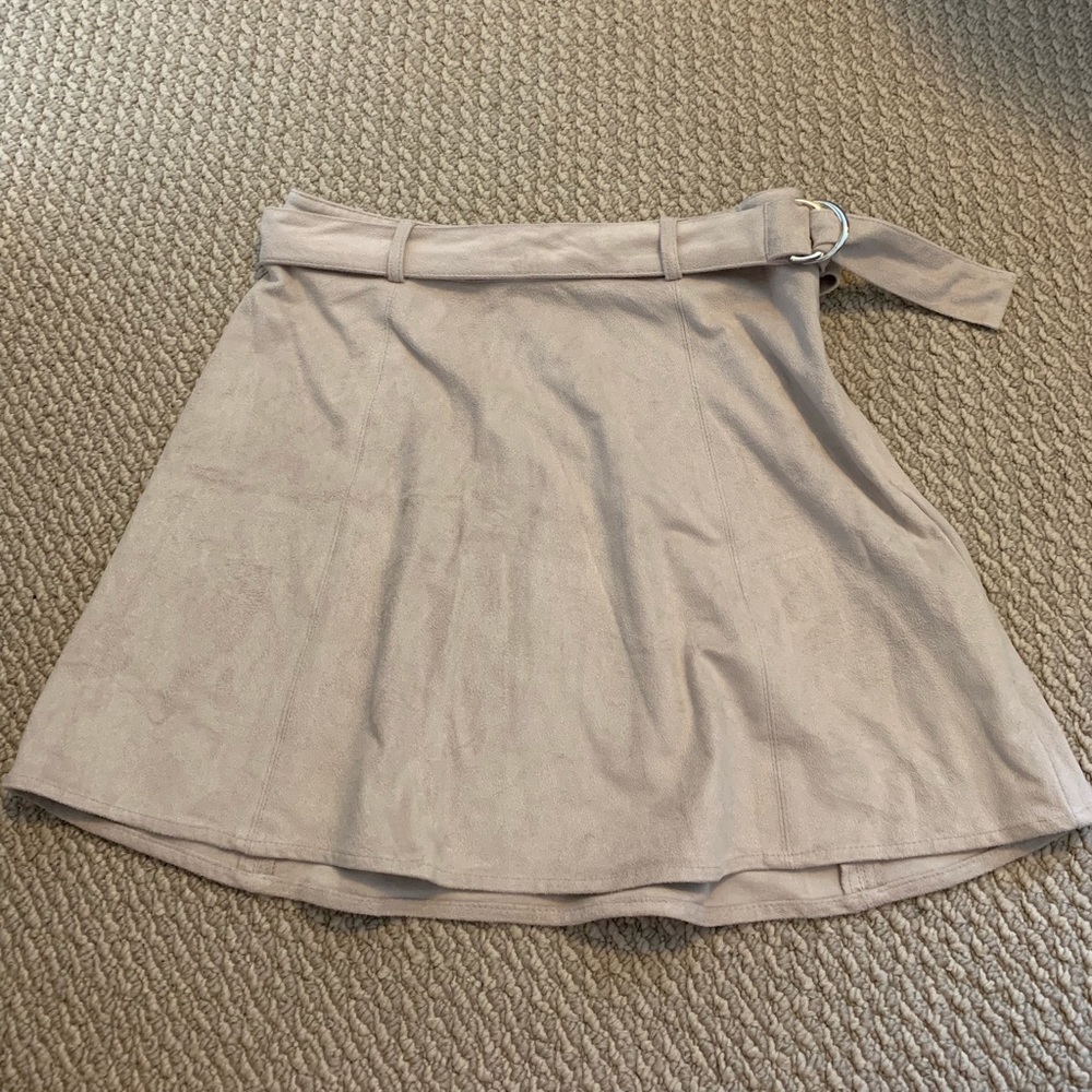 Beige suede skater skirt
